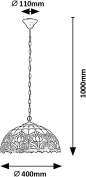 Brilagi - candelabru Tiffany cu vitralii pe lanț LORAS 2xE27/60W/230V