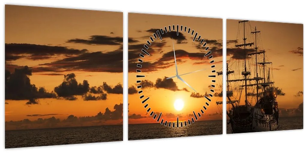 Tablou - Navă de pirați (cu ceas) (90x30 cm)