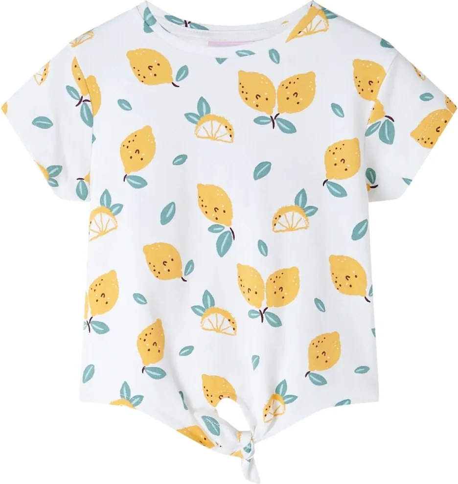 vidaXL Tricou pentru copii cu tiv tip cravată, ecru, 116