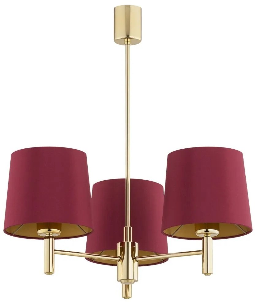 Lustra cu 3 brate design modern Ponte plus rosu, alama