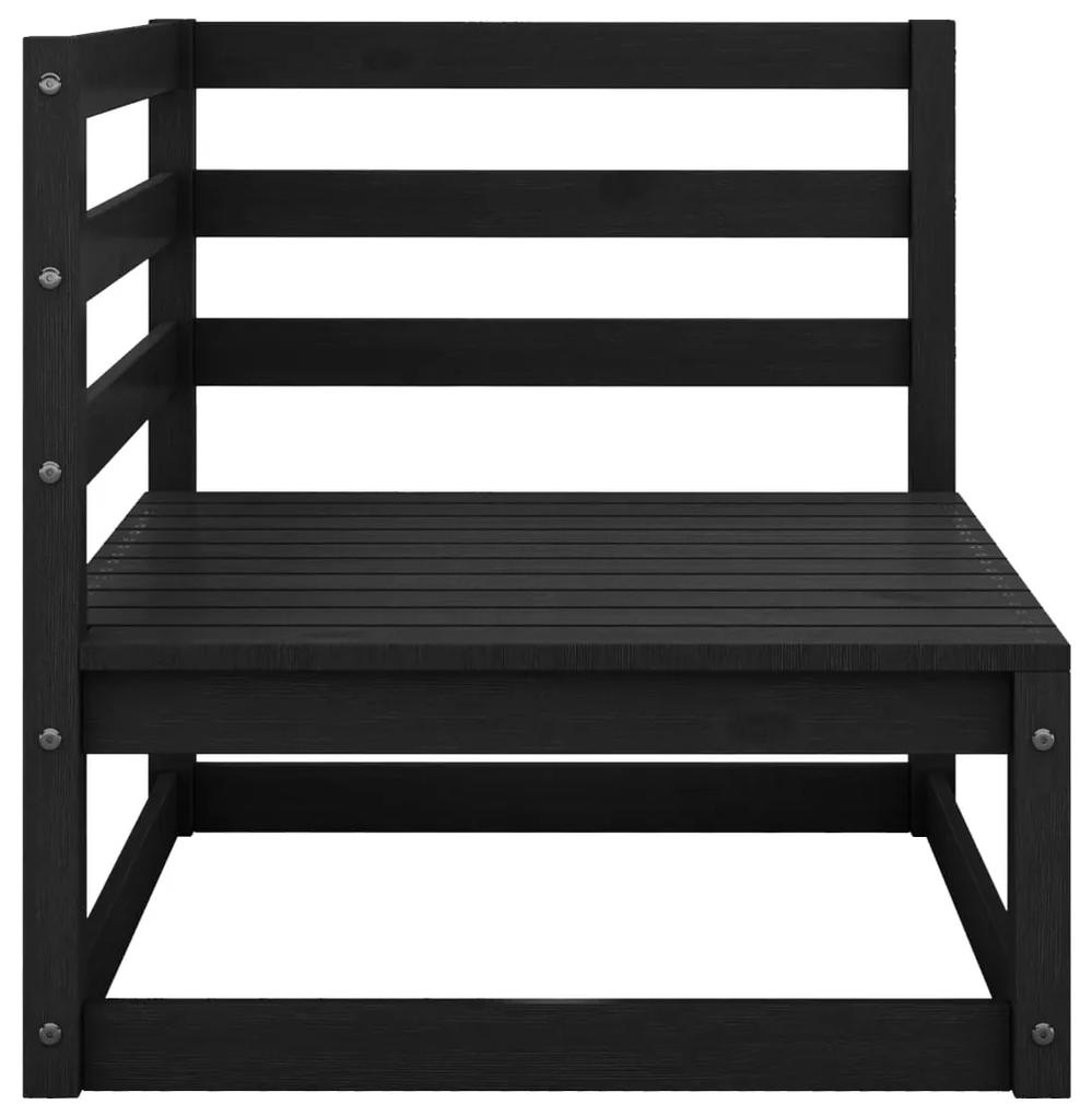 Set mobilier de gradina, 3 piese, negru, lemn masiv de pin Negru, Canapea de colt + 2x canapea de mijloc, 1