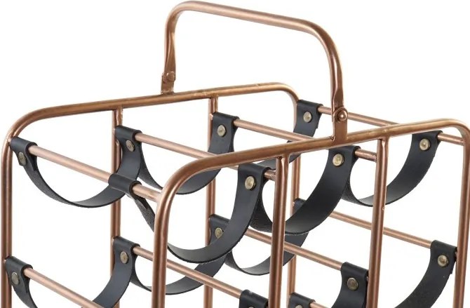 Suport de sticle din metal si piele " Wine Rack "
