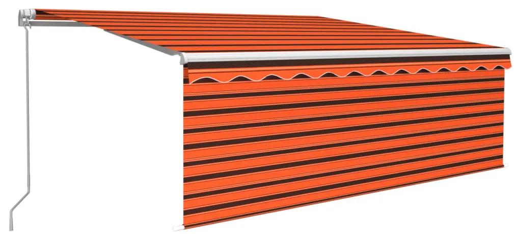 Copertina retractabila manual cu storLED, portocaliumaro, 4,5x3 m portocaliu si maro, 4.5 x 3 m