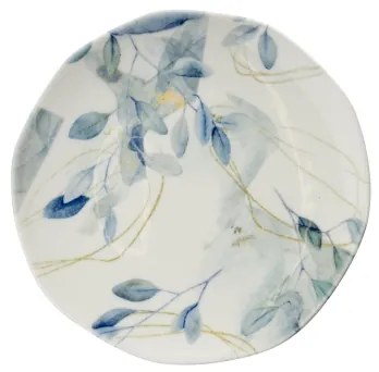 Set de veselă 24 piese din porțelan, alb/albastru