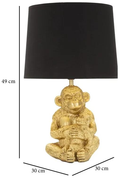 Veioza aurie/neagra din polirasina, Soclu E27 Max 40W, ∅ 30 cm, Monkey Mum Mauro Ferretti