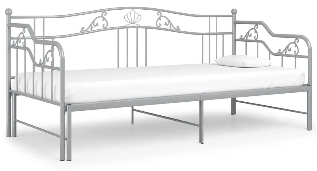 Cadru pat canapea extensibila, gri, 90x200 cm, metal Gri