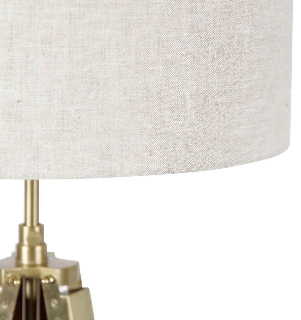 Lampă de podea din alamă cu abajur gri deschis, trepied 50 cm - Cortin