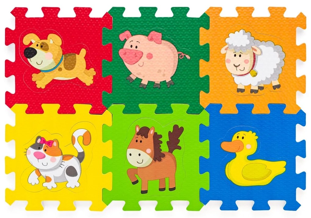 Puzzle Plastica din spumă, cu animale, 6 buc.