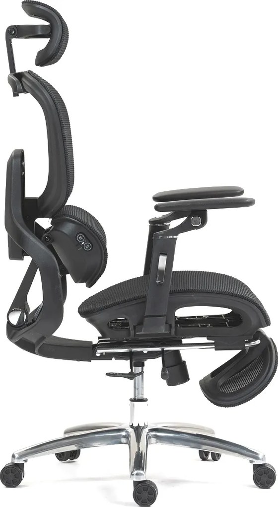 VIGOCHAIR ULTRA PRO VENT Scaun ergonomic, suport lombar cu masaj si incalzire, sezut cu ventilatie, sezut translatie, spatar reglare verticala, cotiere 6D, suport picioare, Full Mesh, Negru