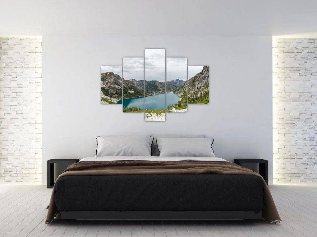 Tablou cu lac în munți (150x105 cm)