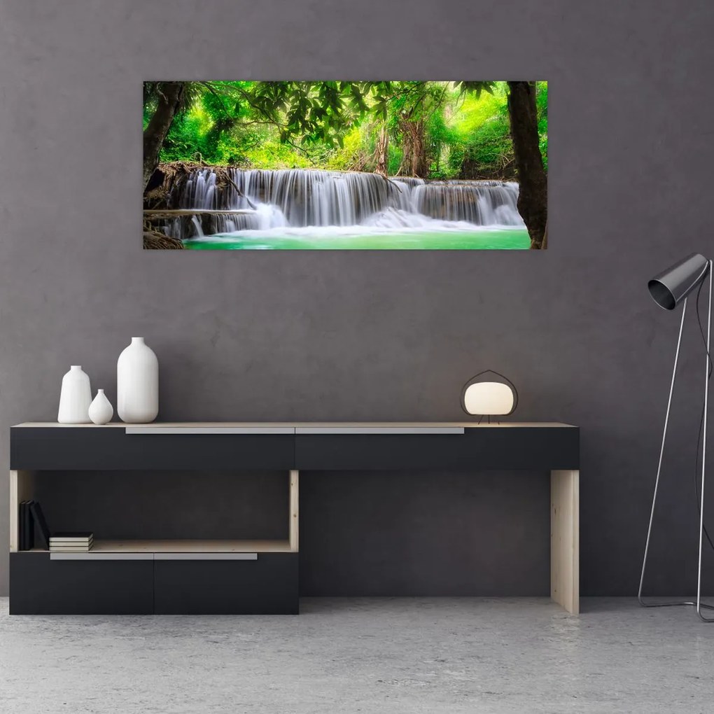 Tablou - cascada din Kanchanaburi, Thailanda (120x50 cm)