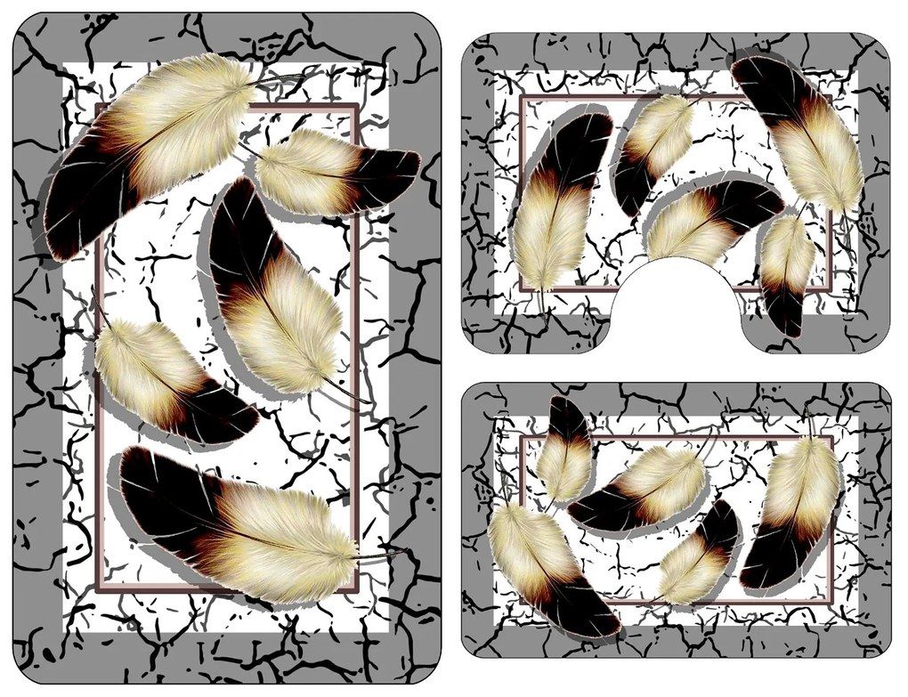 Set 3 Covoare baie antiderapante gri CBA04