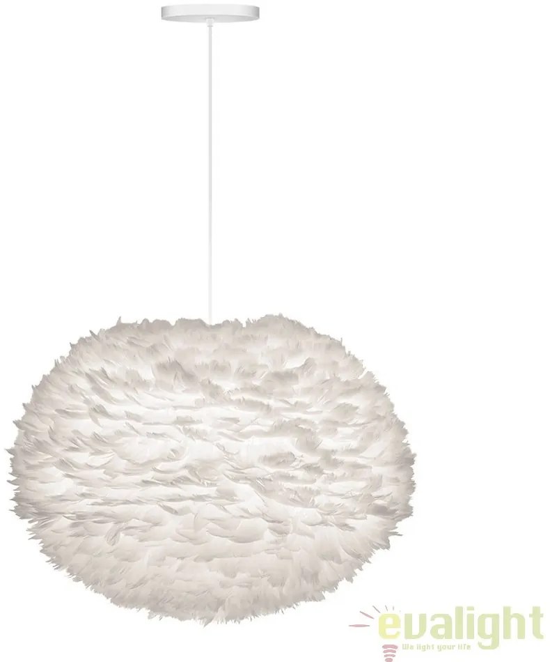 Abajur modern cu pene de gasca EOS alb, 65cm