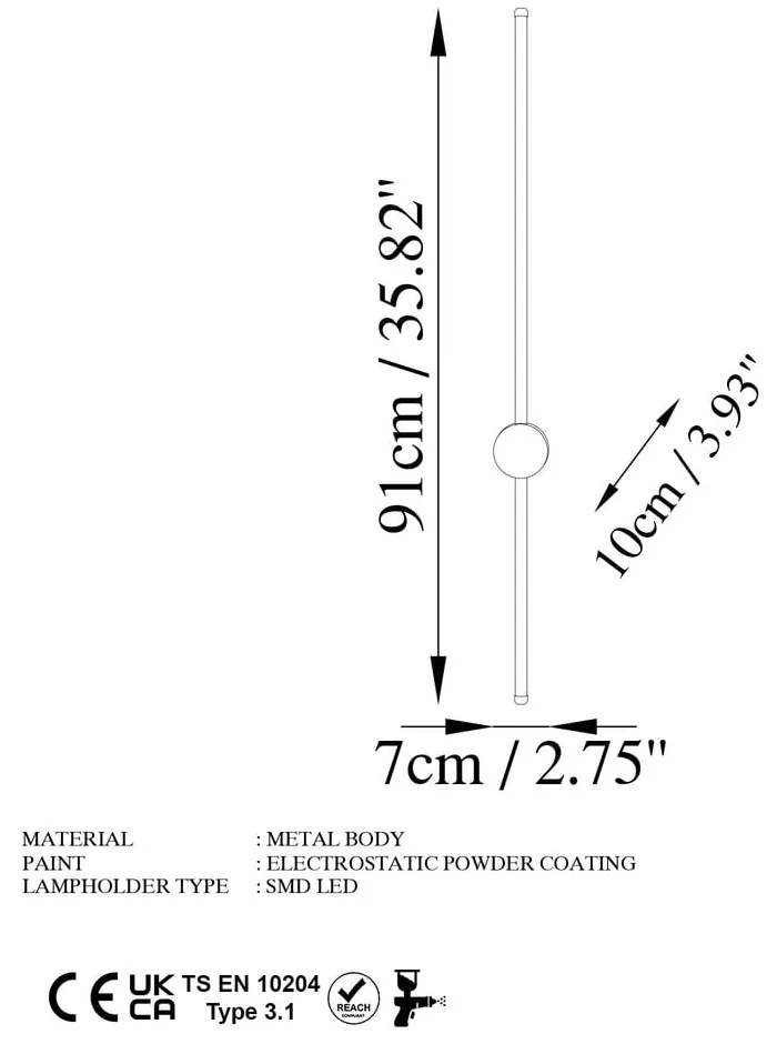 Aplică de perete aurie LED ø 7 cm Sword – Opviq lights