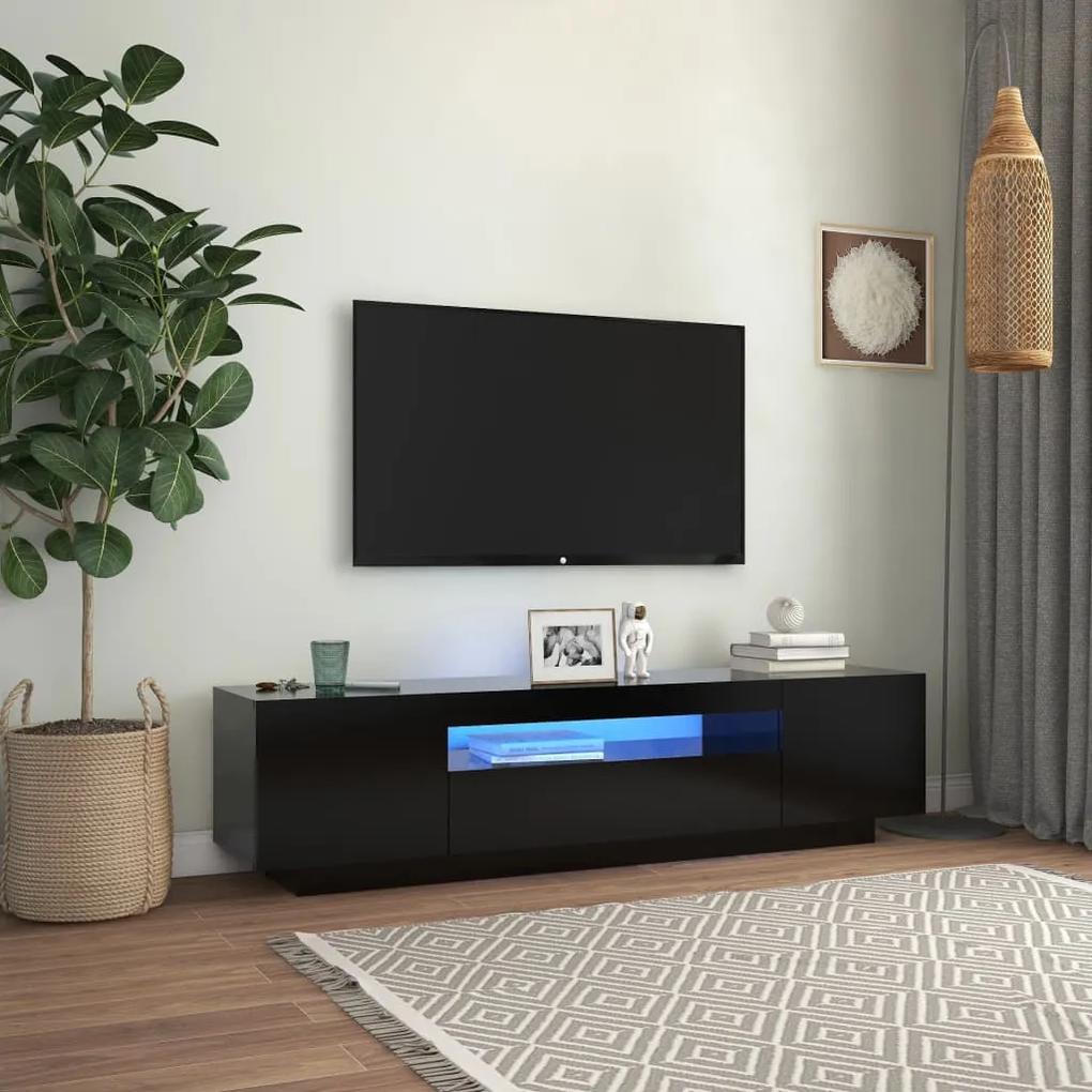Comoda TV cu lumini LED, negru, 160x35x40 cm Negru