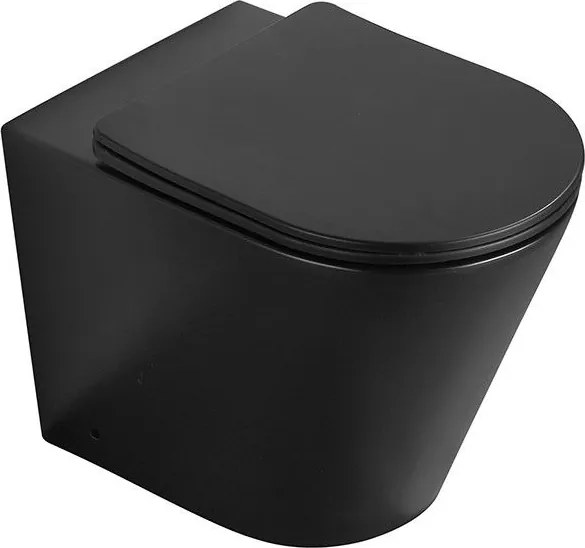 Mexen Rico vas wc de podea Rimless cu capac cu coborâre lentă slim, duroplast, negru mat - 32724085