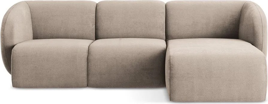 Colțar maro deschis cu tapițerie din chenille (cu colț pe partea dreaptă/cu șezlong) Lani – Makamii