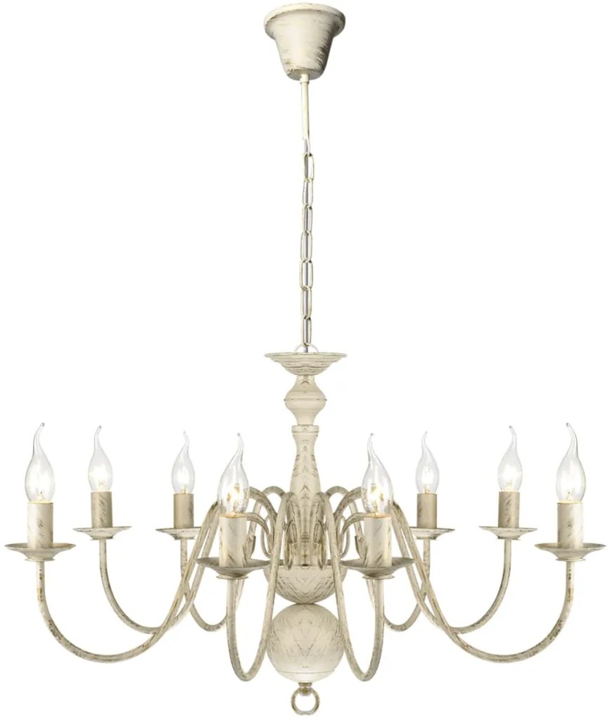 Candelabru alb de metal in stil antic 8 x becuri E14 1, Alb, 80 x 45 cm, 8
