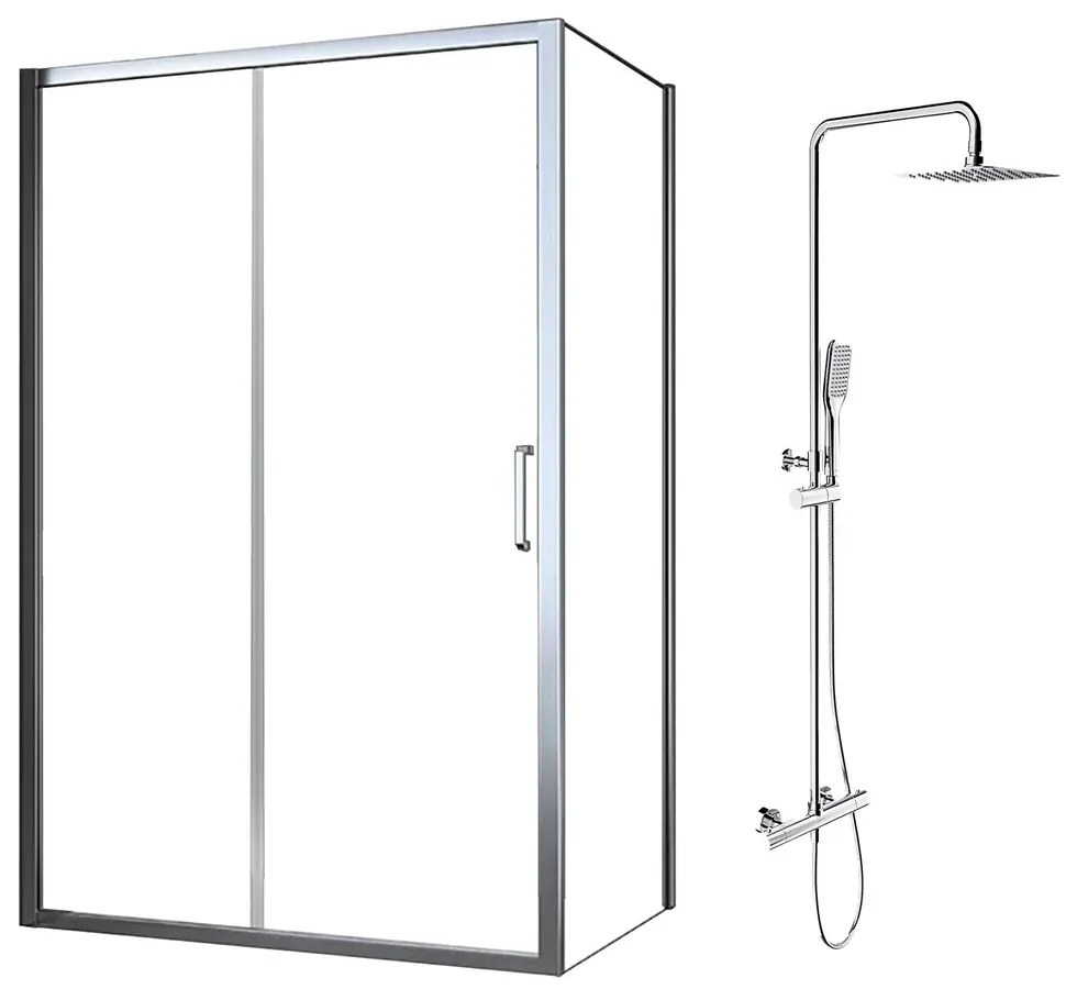 Pachet cabina de dus Fluminia Iris crom 120x90 cm si coloana de dus OMNIRES Y crom