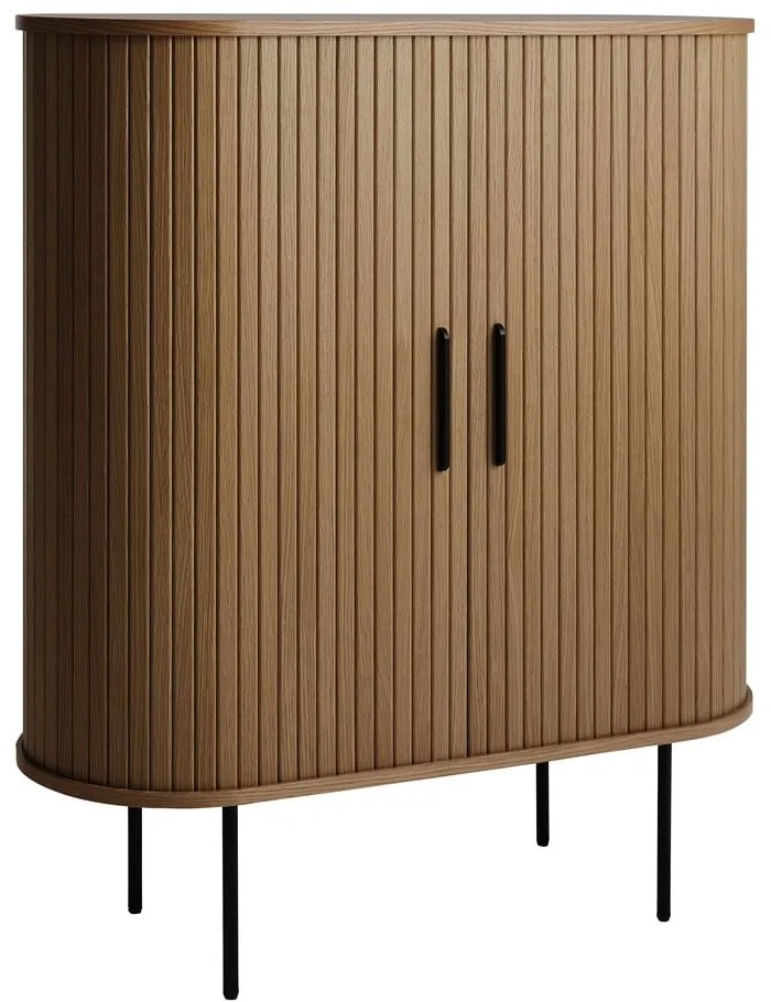 Dulap vinotecă maro cu aspect de lemn de stejar cu ușă glisantă 100x118x40 cm Nola – Unique Furniture