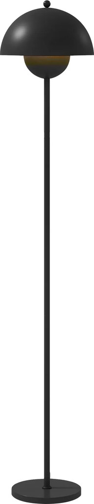 HOMCOM Lampă de podea pentru living modernă cu abajur în formă de cupă Comutator la picior Soclu E27 Fără bec Ø30x155 cm Negru | Aosom Romania