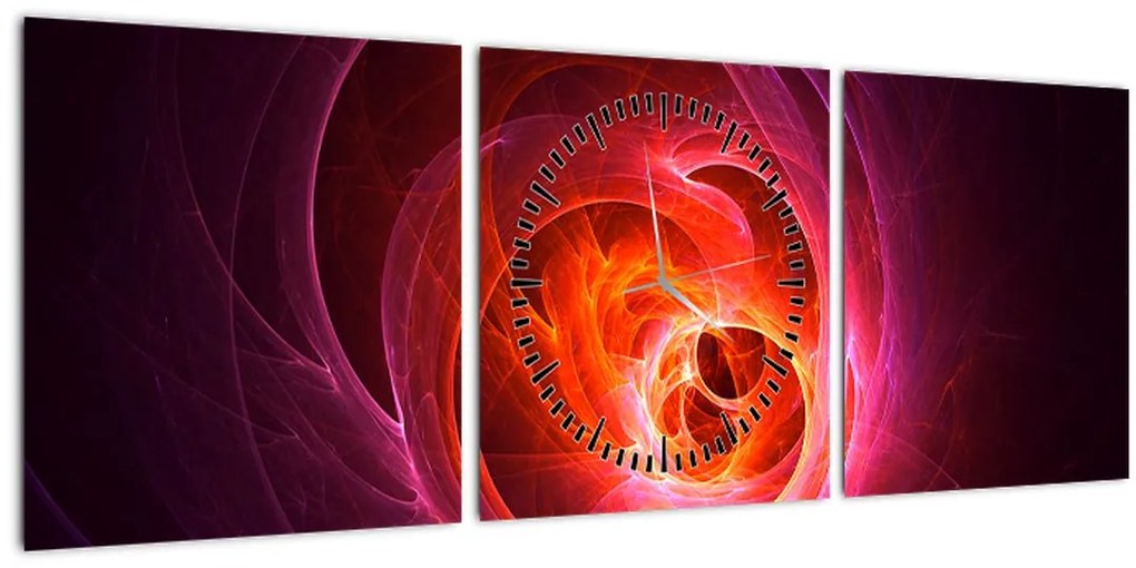 Tabloul modern cu abstracțiune roz (cu ceas) (90x30 cm)