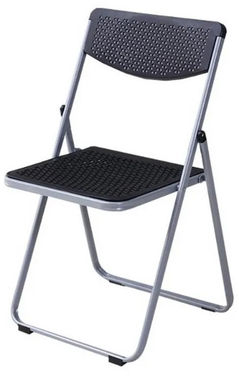 Scaun pliabil pentru living, bucatarie si camping HouseXL™ Black Folding Chair 3300, Dimensiuni 45X43X83 cm, Design ergonomic, Picioare metalice,
