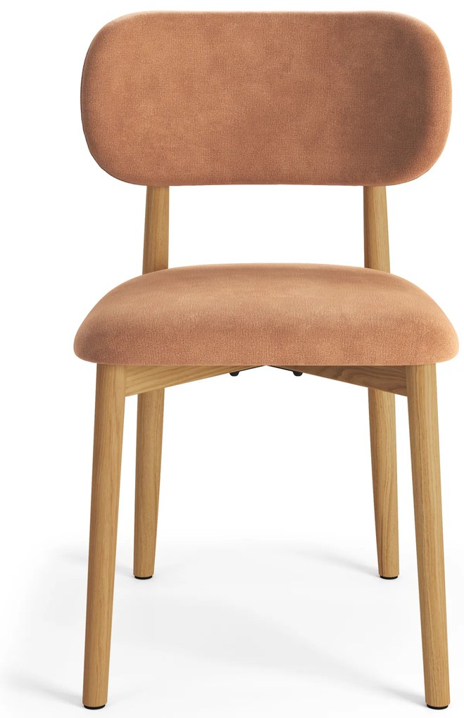 MAZZONI EXPORT ALMO Teracotă (material Danny 204)/cadru stejar lăcuit - SCAUN DIN LEMN PENTRU SALON SUFRAGERIE BUCĂTĂRIE RETRO