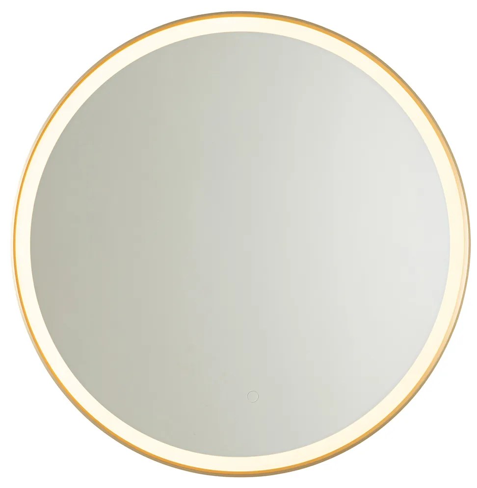 Oglinză de baie aurie 70 cm cu LED inclus cu dimmer tactil - Miral