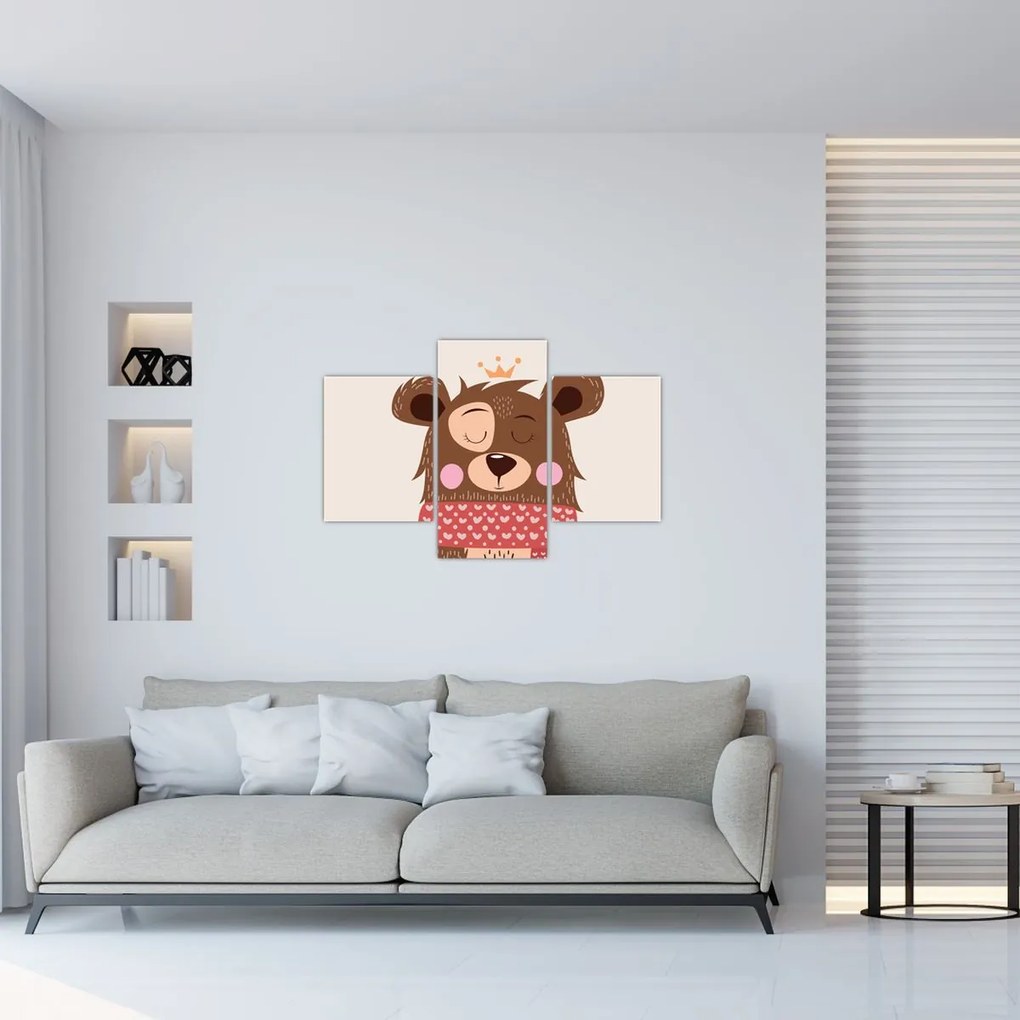 Tablou - Teddy ursuleț cu eșarfă roșie (90x60 cm)