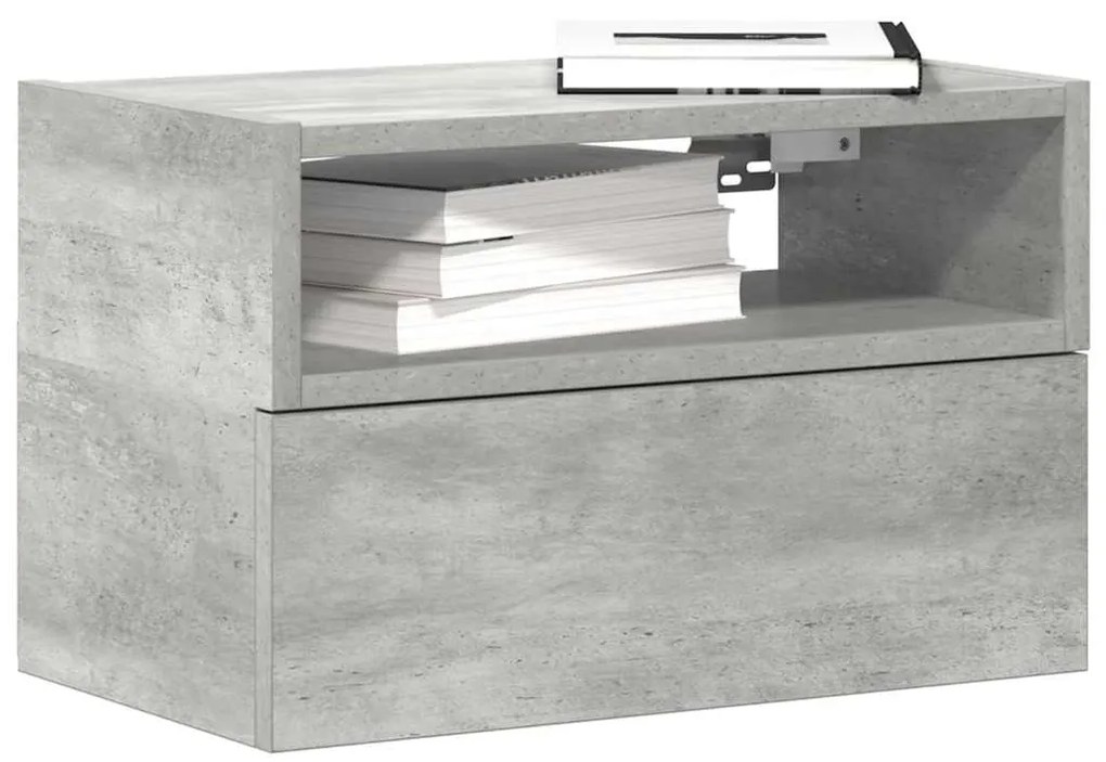 vidaXL Noptiere de perete, 2 buc., gri beton, 45x26x28,5 cm