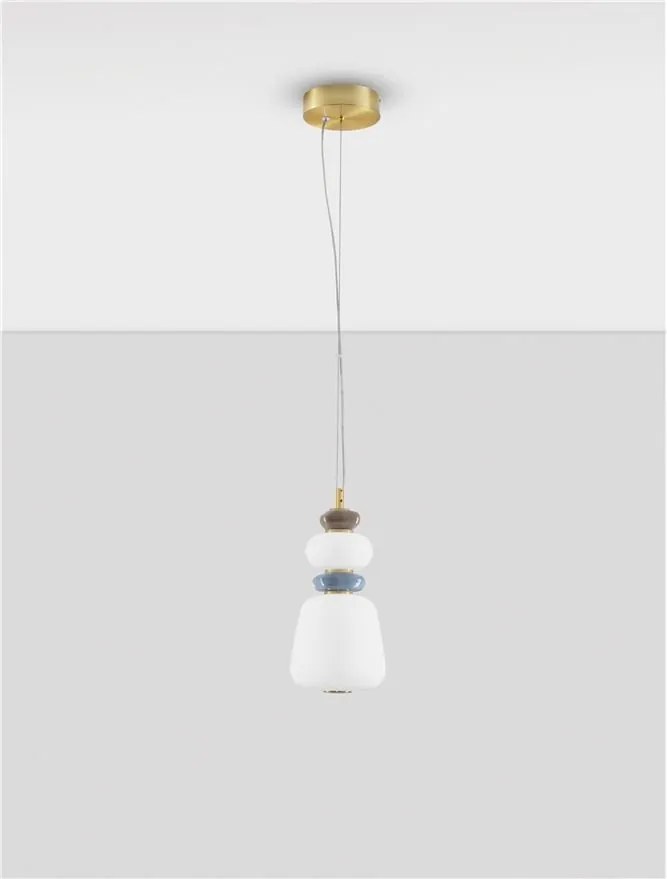 Pendul LED decorativ ceramic maro, albastru, alb, PALO