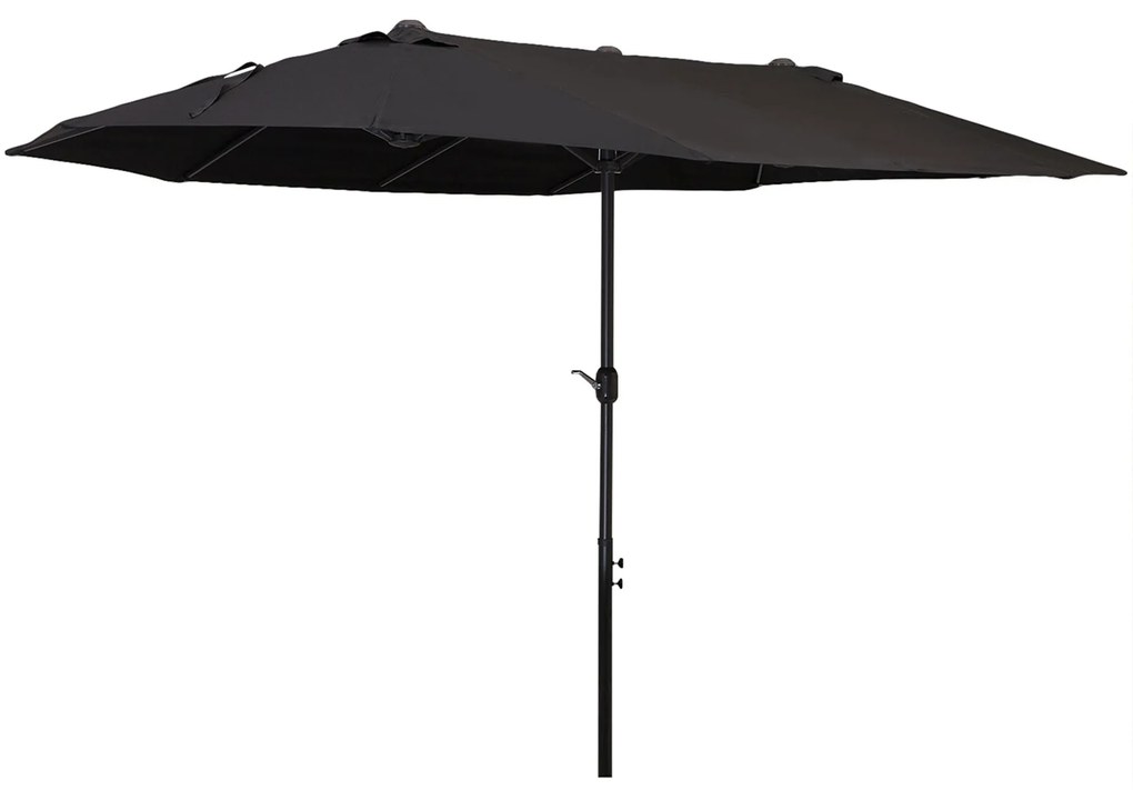 Outsunny Umbrelă Dublă de Grădină cu Manivelă Oțel și Poliester Rezistent, 460x270x240cm, Negru | Aosom Romania