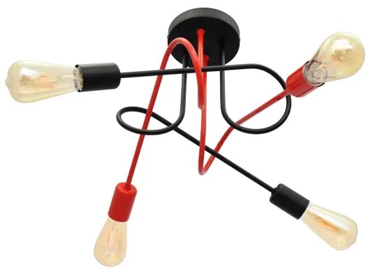 Lustră aplicată OXFORD 4xE27/15W/230V neagră/roșie