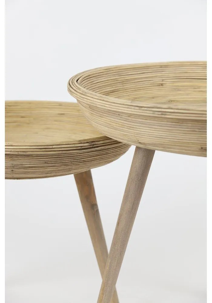 Măsuțe auxiliare 2 buc. rotunde din ratan ø 56 cm Colon – Light &amp; Living