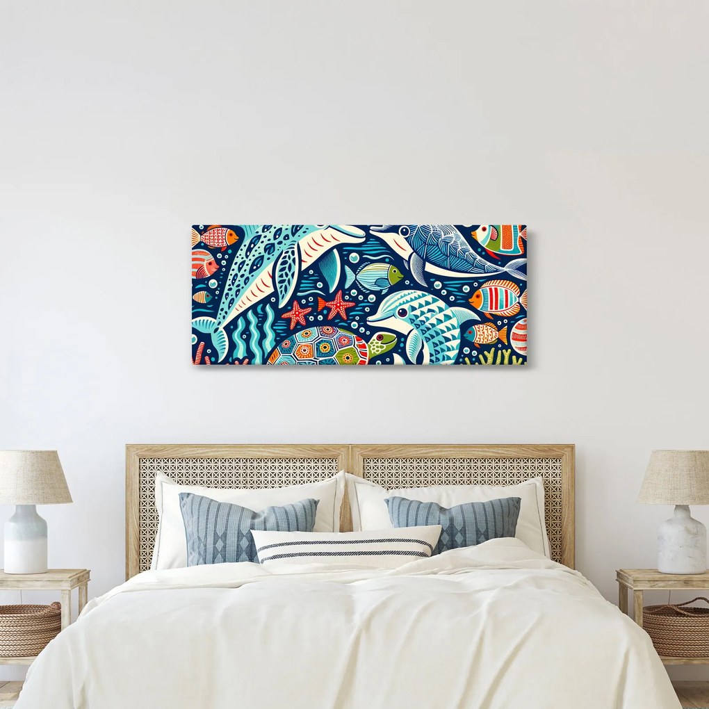 Tablou – Animale acvatice desenate (120x50 cm)