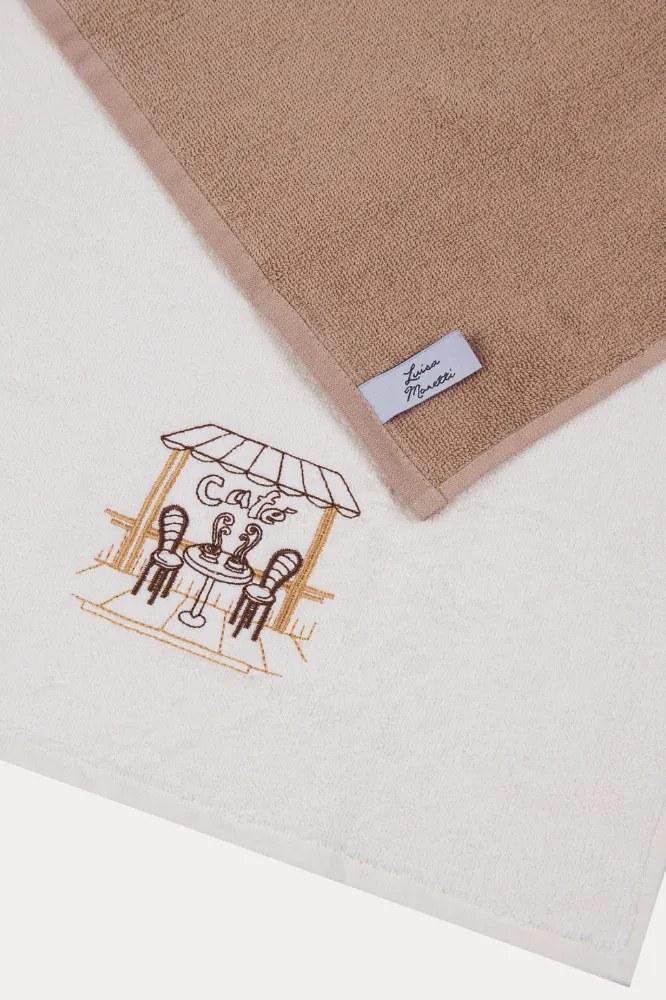 Prosoape de bucătărie CAFE, 2 buc Crem-Muștar /Cream-Mustard Set (2 buc, 40x60 cm)