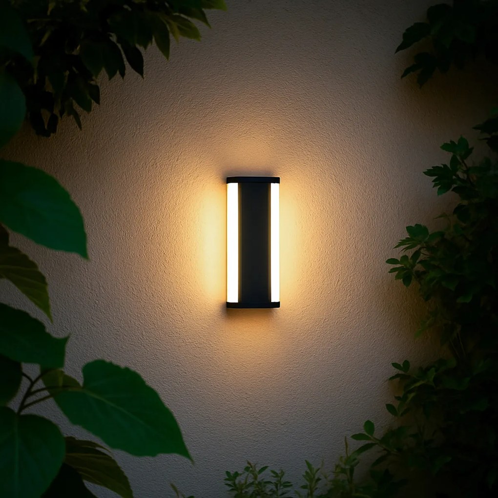 Lampă de perete modernă neagră 30cm incl. LED CCT IP54 - Vanya