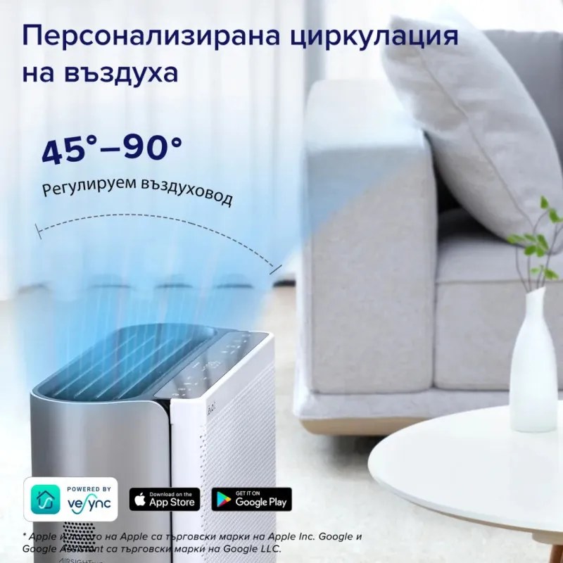 Purificator de aer Levoit EverestAir, 70W, 130 m², 612 m³/h, 5 viteze, Wi-Fi, Timer, HEPA, Mod noapte, Alb/Gri