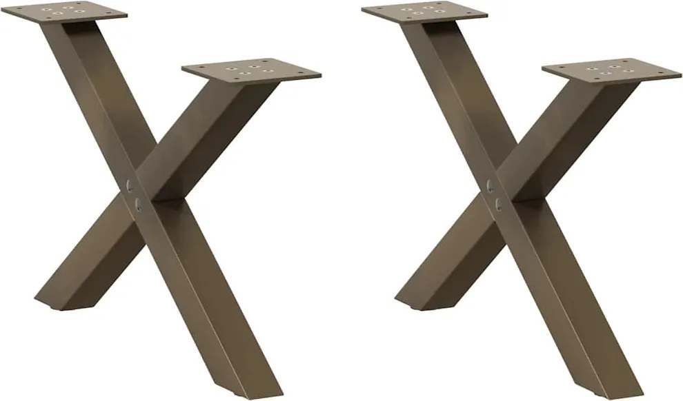 vidaXL Picioare pentru măsuță de cafea în formă de X, 2 buc., oțel natural, 60 x (30-31) cm