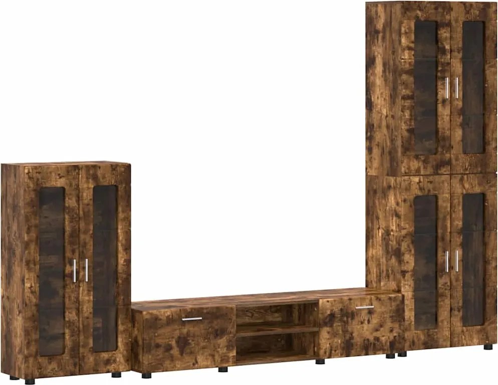 vidaXL Set comodă TV cu sertar FLORIN Stejar fumuriu Lemn compozit