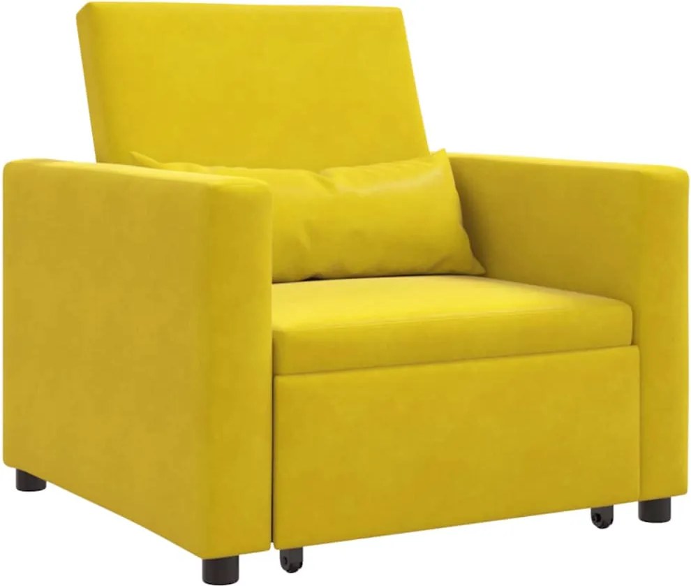 vidaXL Canapea extensibilă single Galben 90 x 165 x 87 cm Catifea