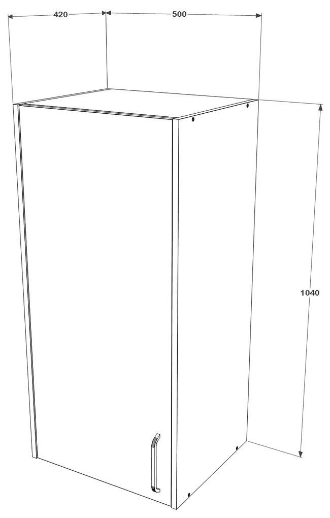 Dulap suspendat Malmo, 1 Usa, Stejar Alb/Antracit, 50 x 42 x 104 cm