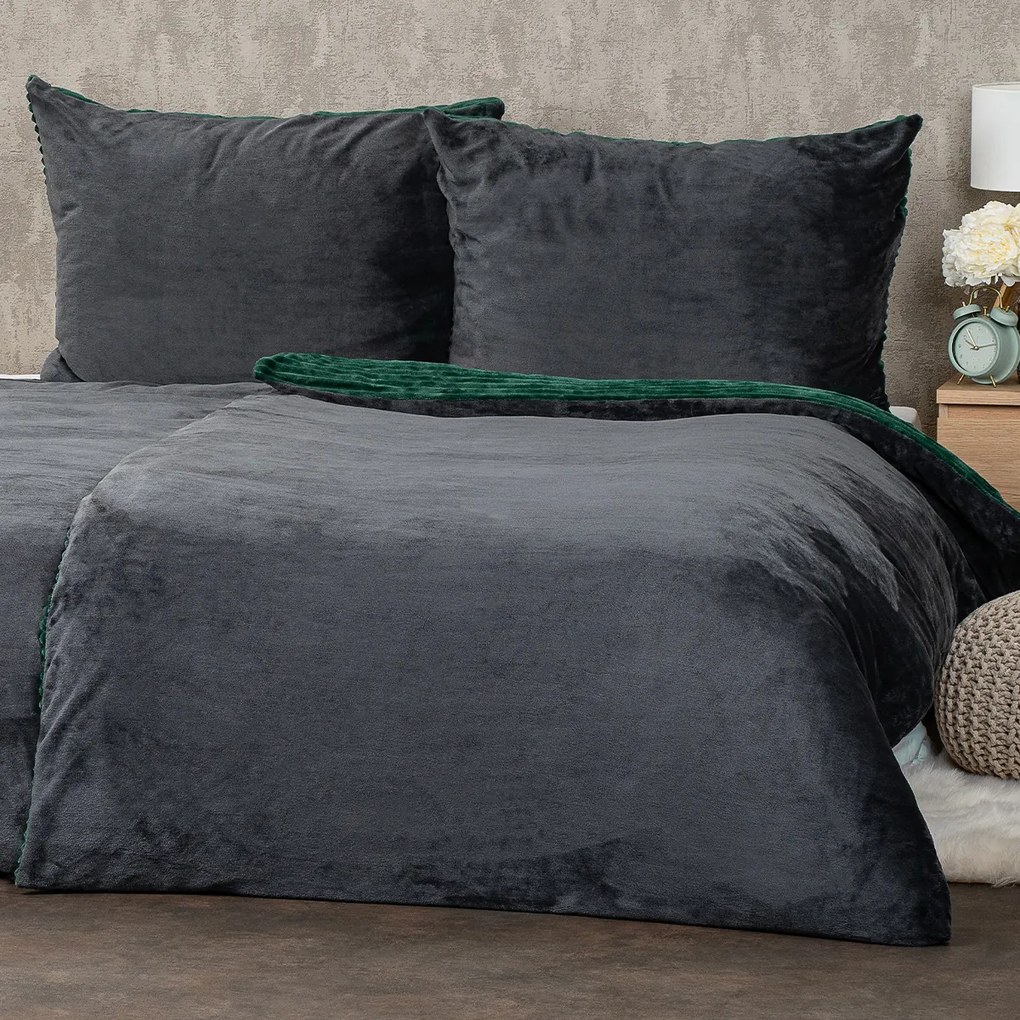 Lenjerie de pat din microflanel 4Home Stripeverde, 140 x 200 cm, 70 x 90 cm