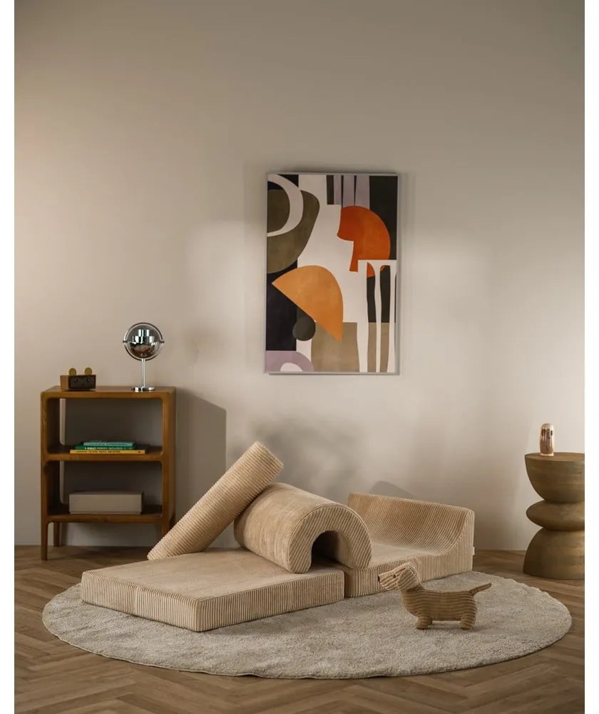 Fotoliu pentru copii maro deschis cu tapițerie din catifea reiată Flipster – Wigiwama