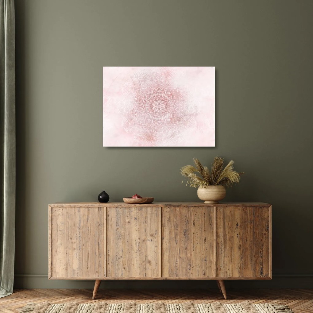 Tablou pe sticlă - Mandala roz (70x50 cm)