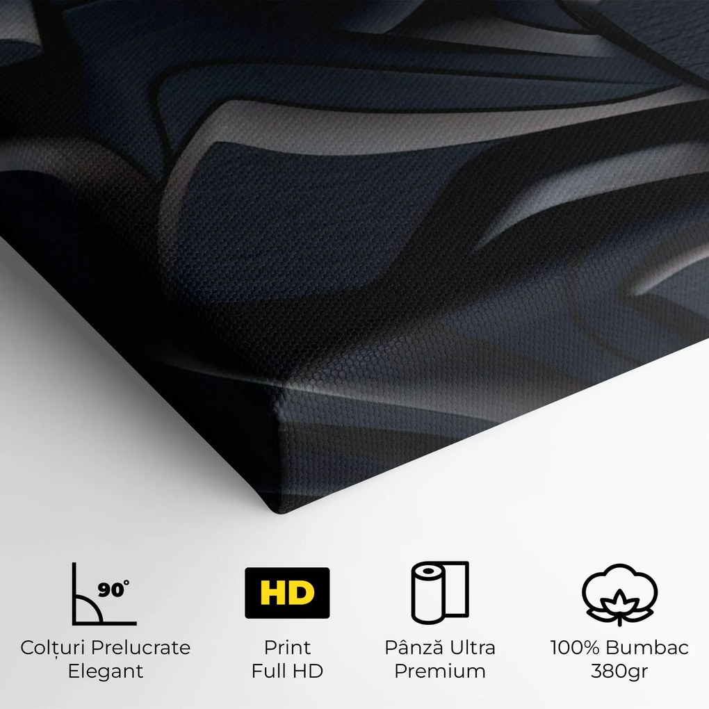 Tablou Canvas, 60x120cm, Dormitor si Living, Abstracte, Iluzii optice, Black 3d Lines