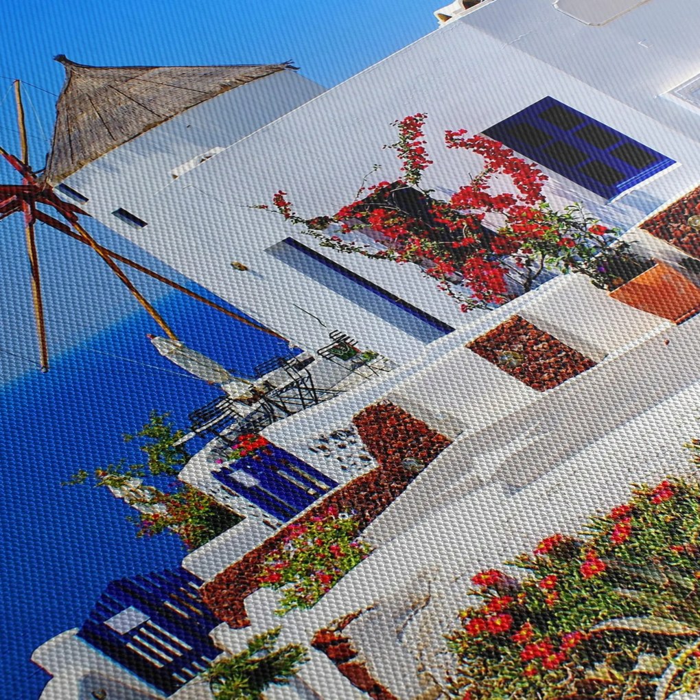 Tablou - Casă mică în Grecia (cu ceas) (90x30 cm)