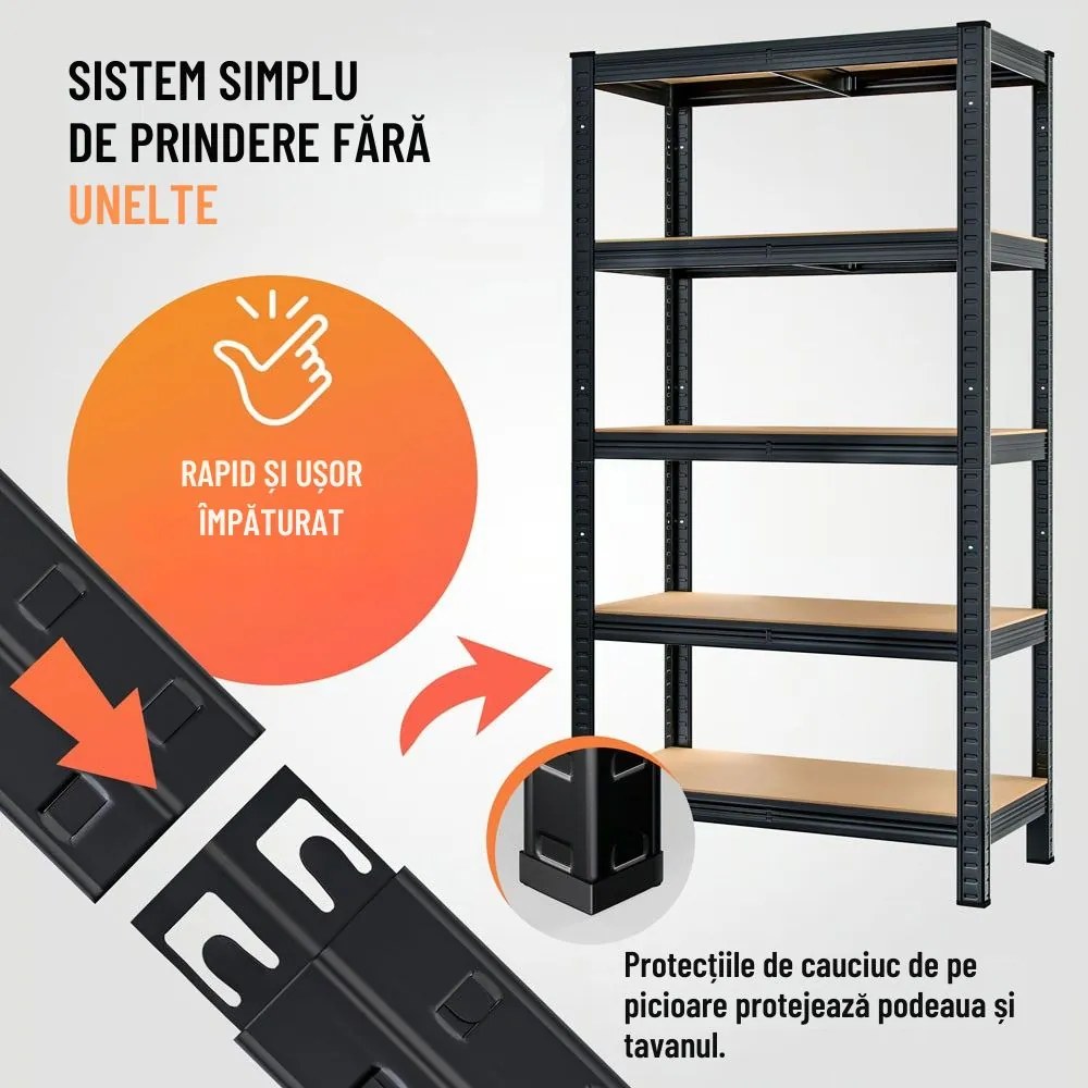 Raft cu capacitate mare HEAVY, max. 875kg, 90x40x180cm, negru Jurhan