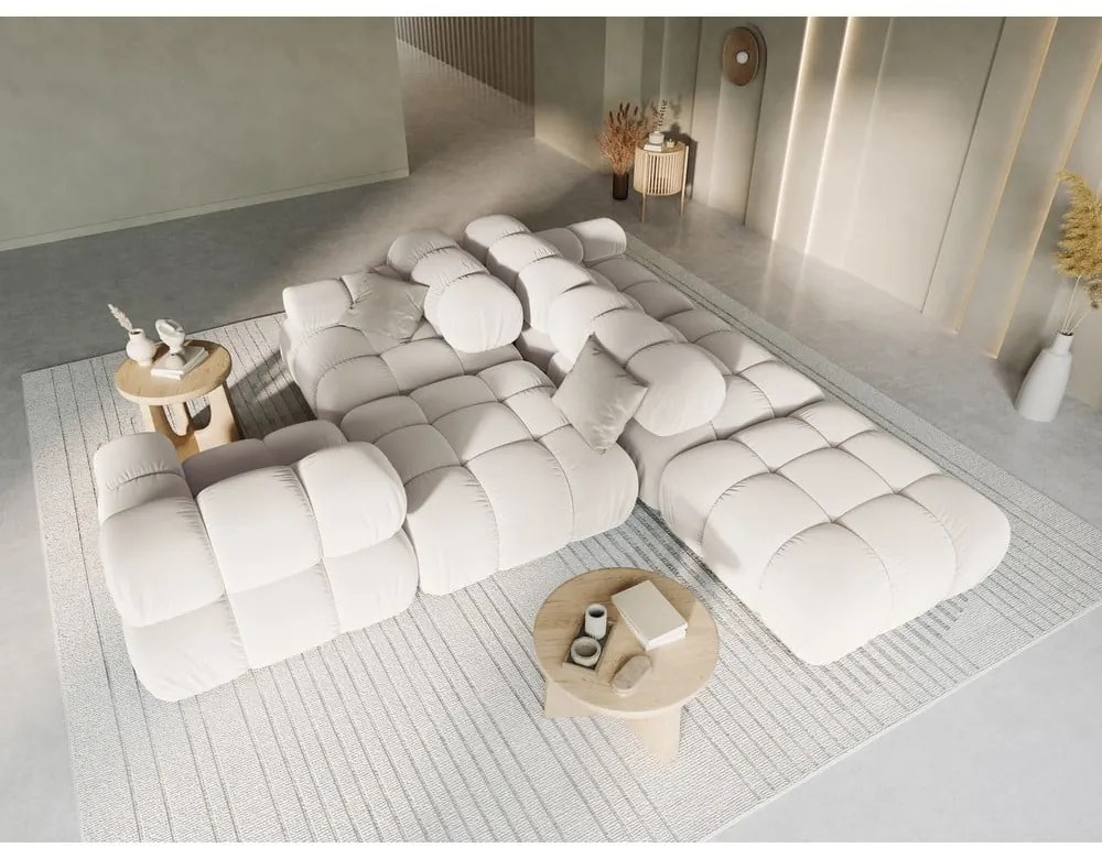 Canapea modulară bej cu tapițerie din catifea 282 cm Bellis – Micadoni